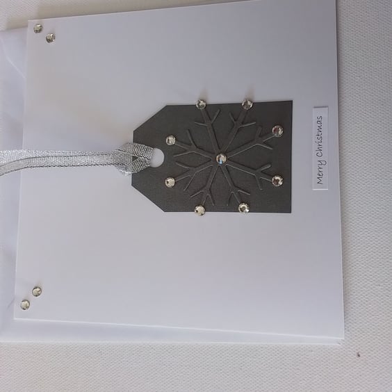 Christmas card. Handmade card. Snowflake. Gift tag. Ref 349