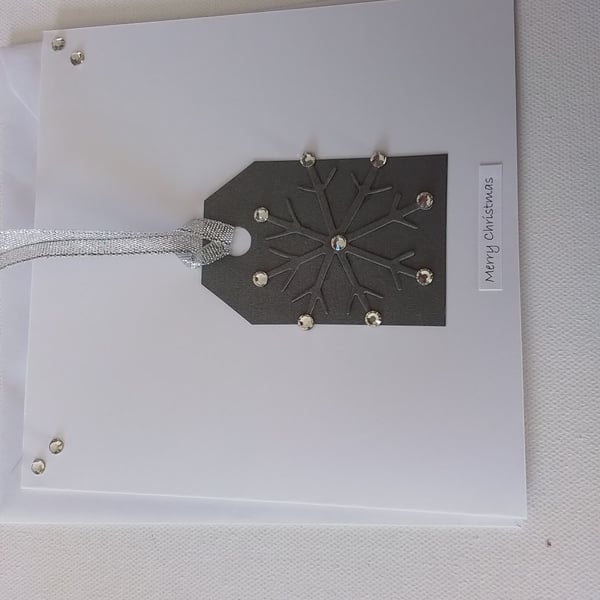 Christmas card. Handmade card. Snowflake. Gift tag. Ref 349