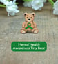 Mental Health Awareness Bear Badge, Handmade Green Ribbon Teddy Brooch - Image 9