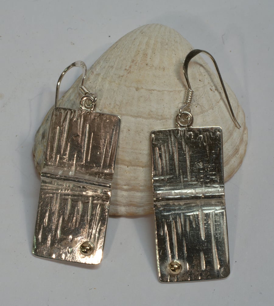 Silver and 9ct "Wave" Earrings