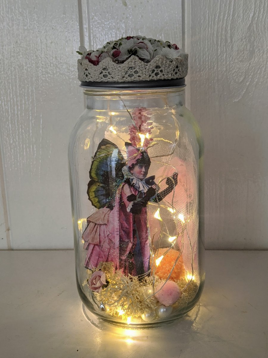 Fairy life. Fairy in a jar with lights, handmade fairy gift.