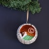 Sleepy Mouse Christmas Tree Bauble (green)