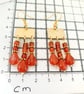 Handmade Roman Style Brass Chandelier Earrings Carnelian Triple Drops - Image 8