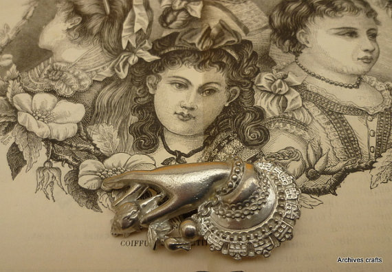 Victorian hand brooch