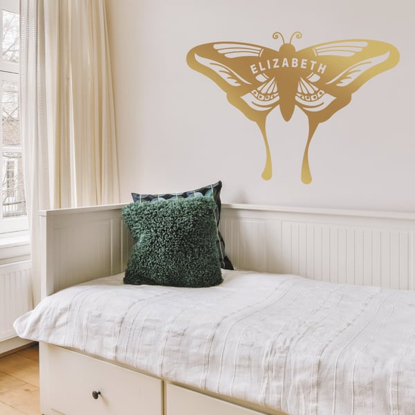 Personalised Butterfly Wall Sticker Butterfly Girly Moth Themed Mural Home 
