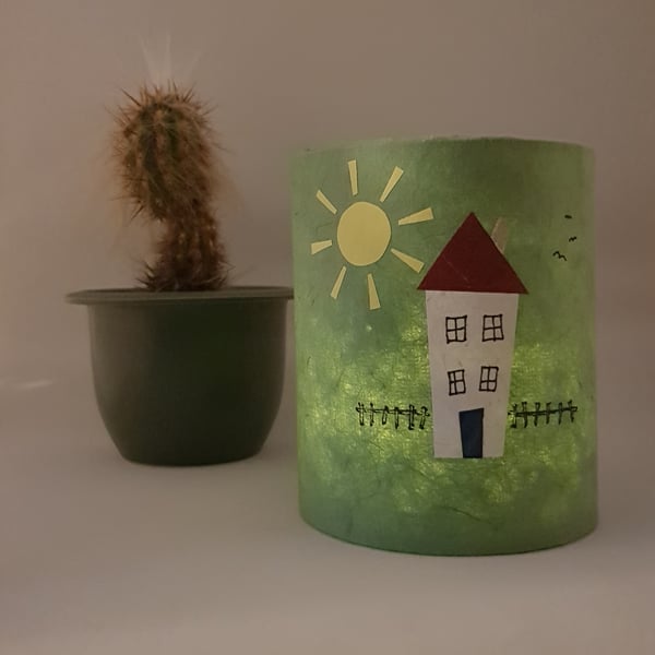 Sun & House lantern with LED candle