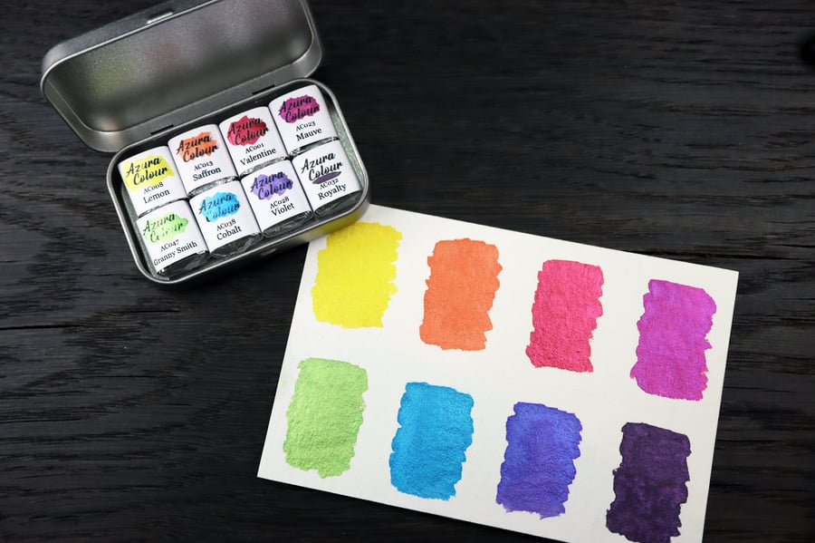 Rainbow Time 6 or 8 Colour Palette - Pink Red Green and Blue Watercolour