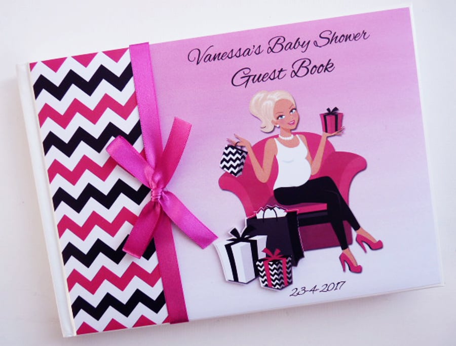Mum to be girl baby shower guest book, girl baby shower gift