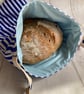 Bread bag  lined with PUL. Medium size, reusable and washable. Blue stripes. - Image 1