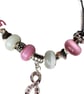 Breast Cancer Awareness Pink Ribbon Charm Bracelet Jewellery Gift 9" 23cms - Image 3