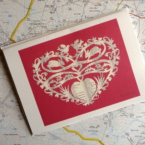 Valentine Card Papercut vintage paper