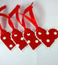 Handmade red and white spotty heart gift tags - Image 1