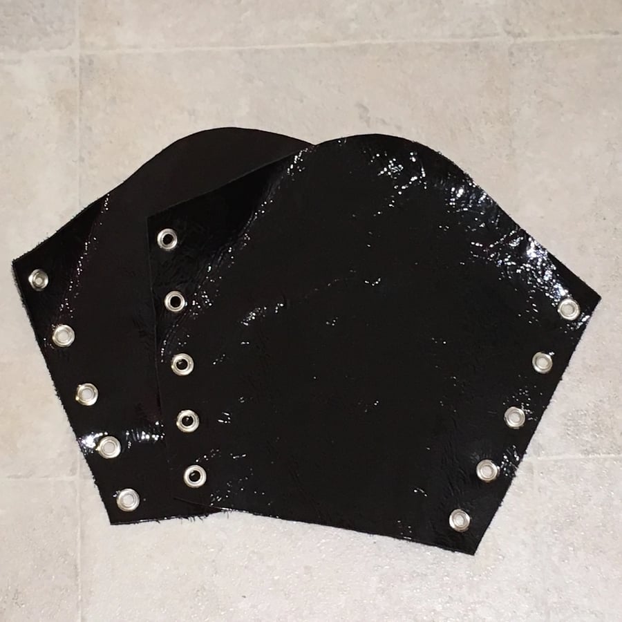 Lg Pair of Dark Cherry Red Patent Leather Bracers (sold with lacing)