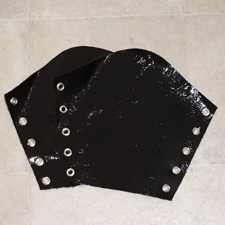 Lg Pair of Dark Cherry Red Patent Leather Bracers (sold with lacing)