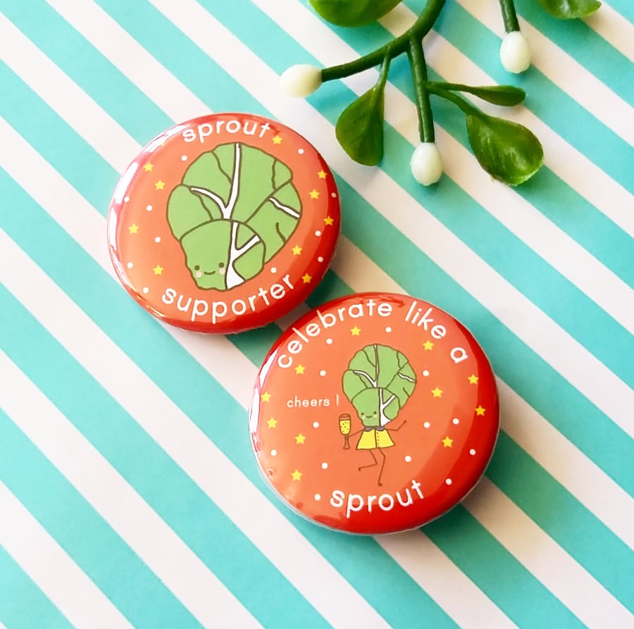 sprout lovers badge set  - set of two 38mm badges