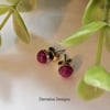 African Caboshon Ruby Stud Sterling Silver Earrings ONE OFF PAIR MADE