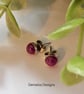 African Caboshon Ruby Stud Sterling Silver Earrings ONE OFF PAIR MADE
