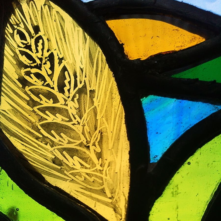 Tiny Ear of Corn, Stained Glass Panel 