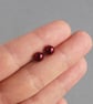 6mm Small Burgundy Pearl Stud Earrings - Everyday, Round, Dark Red Studs - Gifts - Image 4
