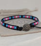 Trans flag coloured beads and black leather bracelet, LGBTQ, Pride