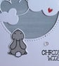 Christmas Wishes Card - Rabbit With Clouds - Stormy Blue - Image 2
