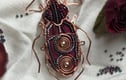 Copper bead embroidery brooch