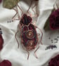 Handmade Beetle brooch - Copper Wire & Bead Embroidery Insect Pin