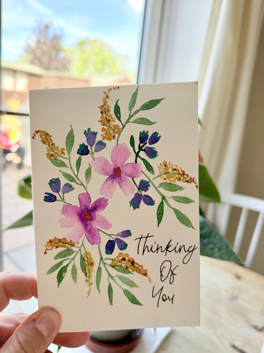 Hand-Painted Watercolour Floral Card - A6 Size