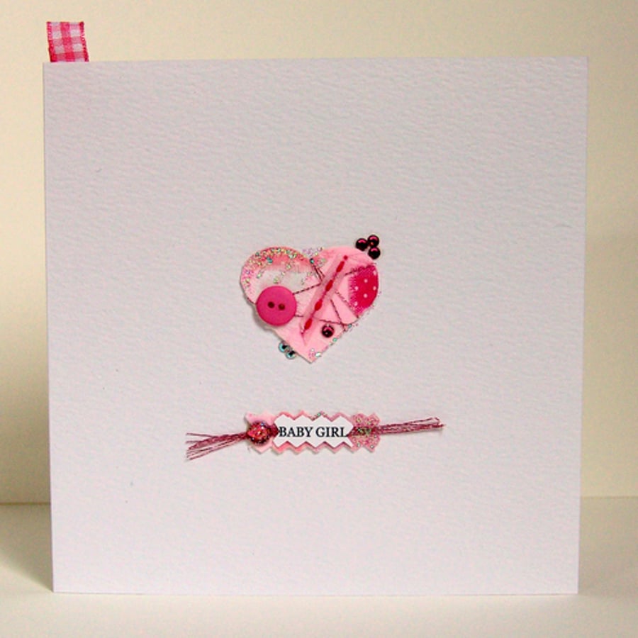 'Buttons & Bows' Baby Girl Greeting Card