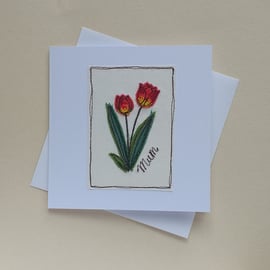 Embroidered Tulips Mother's Day Card