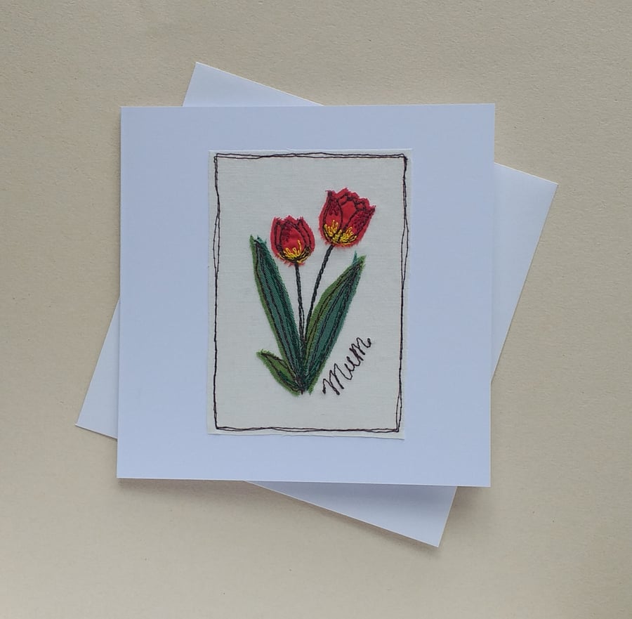 Embroidered Tulips Mother's Day Card