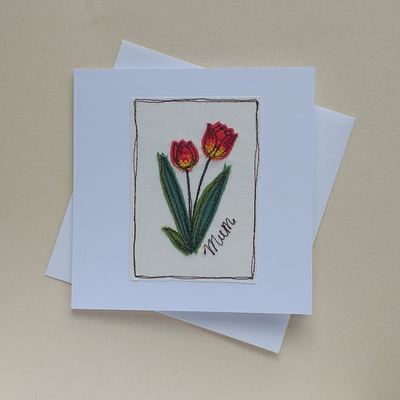 Embroidered Tulips Mother's Day Card