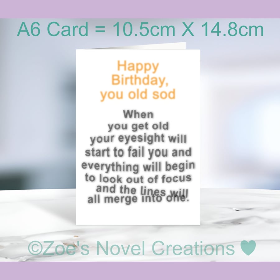 Blurred Birthday Card - out of focus A6 size 10.5cm X 14.8cm 