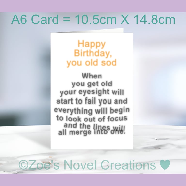 Blurred Birthday Card - out of focus A6 size 10.5cm X 14.8cm 