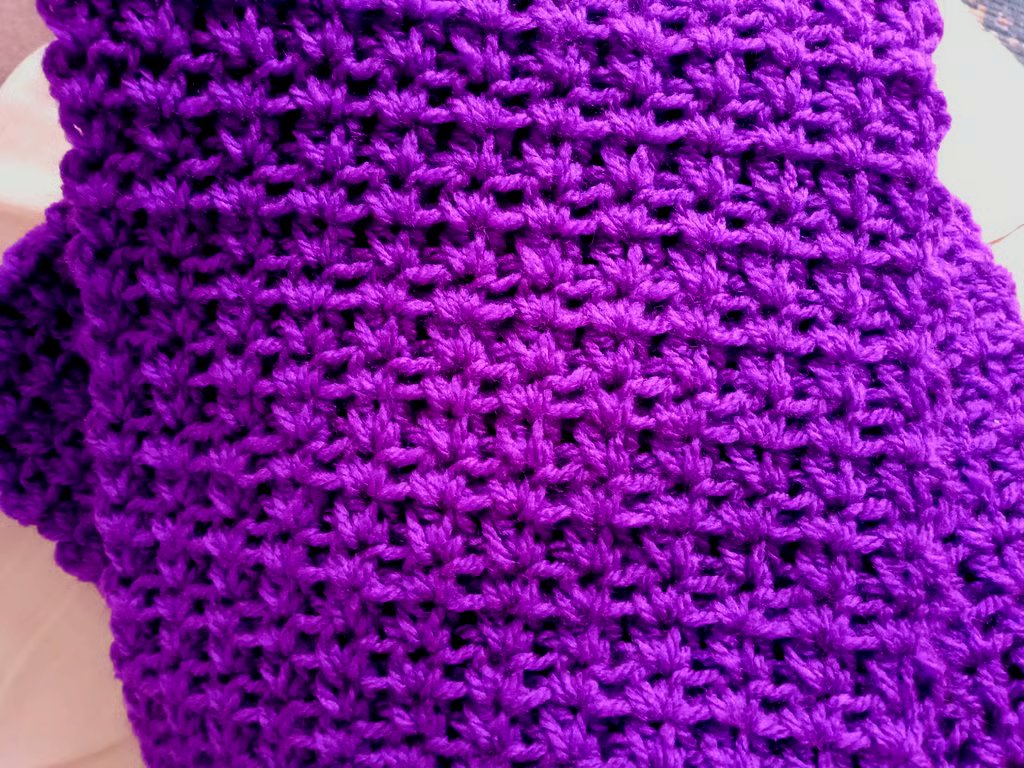 Purple crocheted scarf - Cosy Purple Scarf - Unique Crocheted Scarf