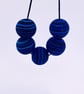 Handmade blue stripey lamp work glass beads - Image 2