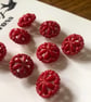 8 Vintage Red Flower Buttons - 20mm - Image 3