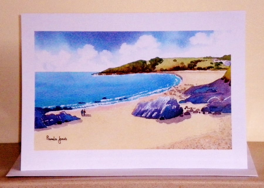 Art Greetings Card, Rotherslade Bay, Gower, A5, Blank