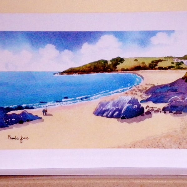 Art Greetings Card, Rotherslade Bay, Gower, A5, Blank