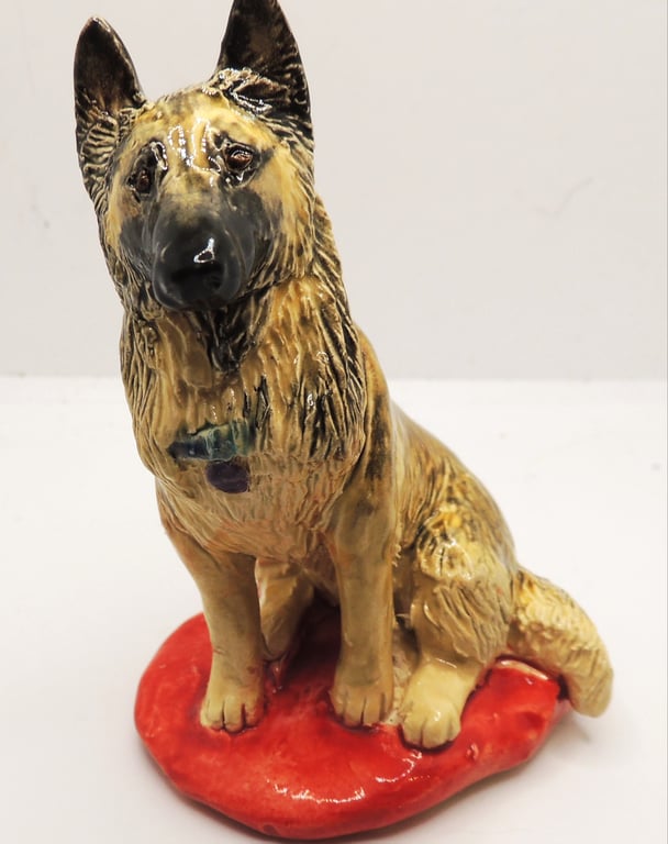 Ceramic Belgian tervuren shepherd sculpture 