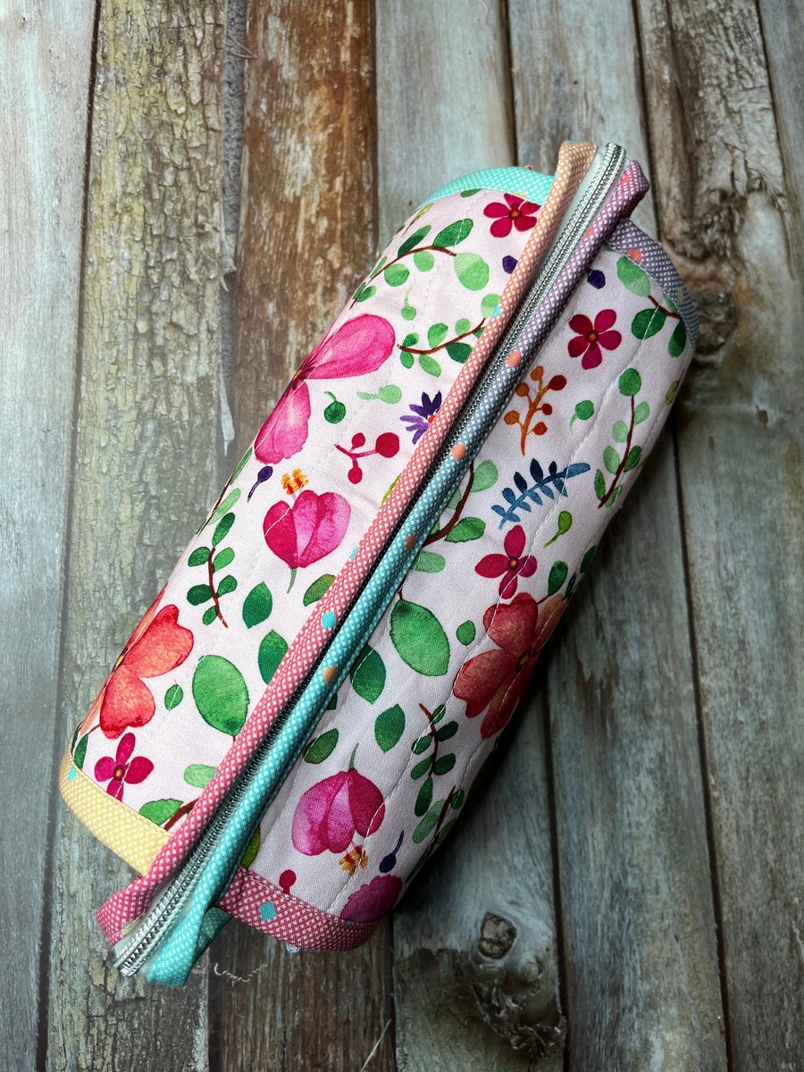 Pink Lemon Floral Sew Together Bag, Organiser Bag, Make Up Bag