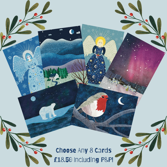 Choose Your Own Christmas Card Bundle - Eight (8) Cards - Free P&P