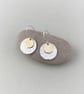 Hammered Sterling Silver and 9ct Yellow Gold Dangle Disc Earrings - Image 1