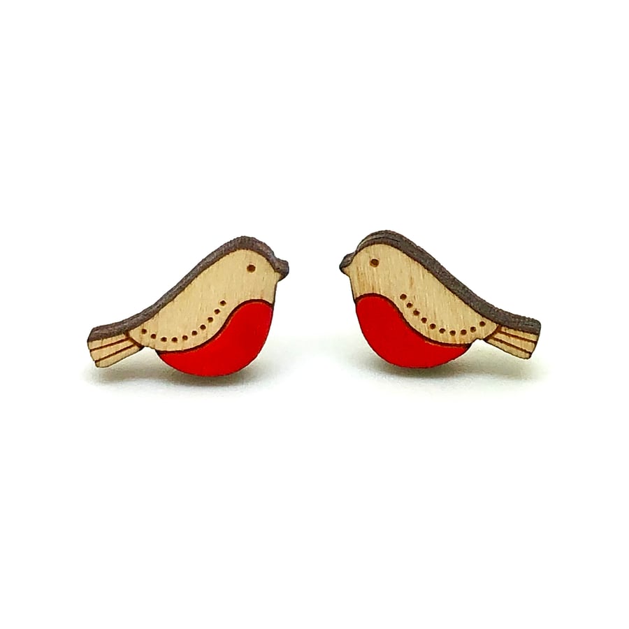 Christmas Robin Stud Earrings