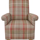 Tartan Armchair Porter Stone Balmoral Check Adult Chair Rust Orange Accent 
