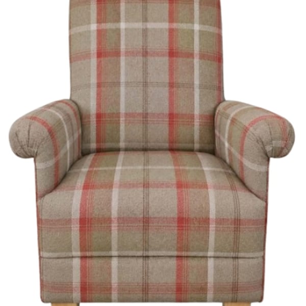Tartan Armchair Porter Stone Balmoral Check Adult Chair Rust Orange Accent 