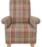 Tartan Armchair Porter Stone Balmoral Check Adult Chair Rust Orange Accent 