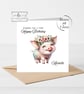 Floral Pig Happy Birthday Card - Image 1