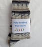 Hand-cranked Knitted Ribbed Wool Socks Size 4 to 5 - Image 5