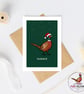 Husband Christmas Card - Pheasant Christmas Card - Hand Drawn Festive Card